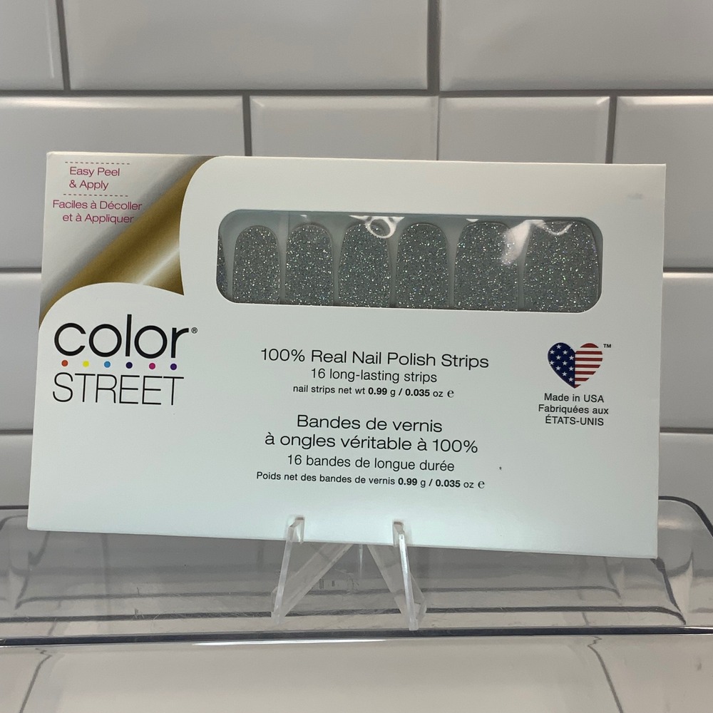Color Street Fort Worth It FMG136 Nail Polish Strips Silver Glitter 16 Count